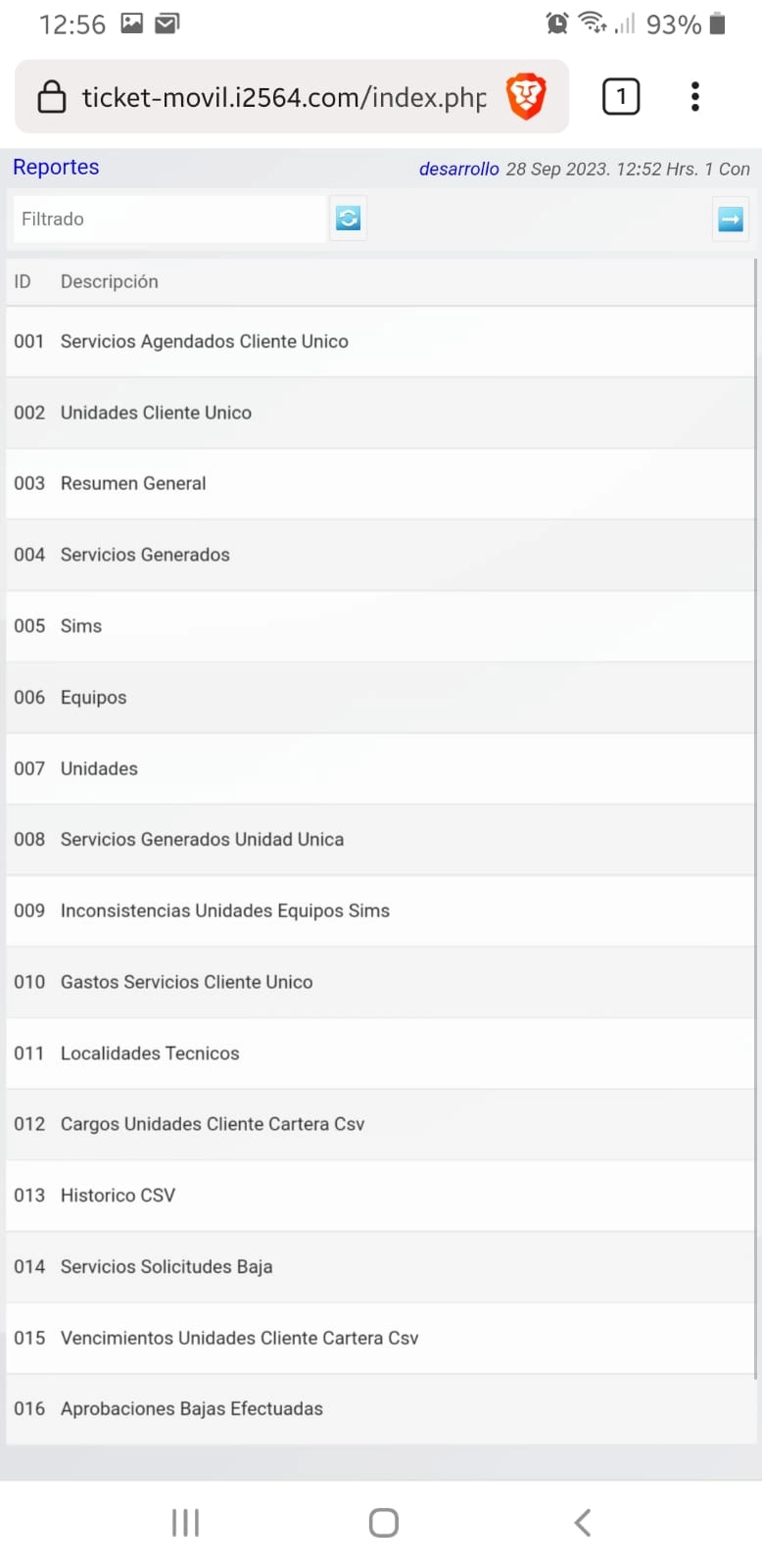 Sistema de software crm erp ticket móvil - reportes