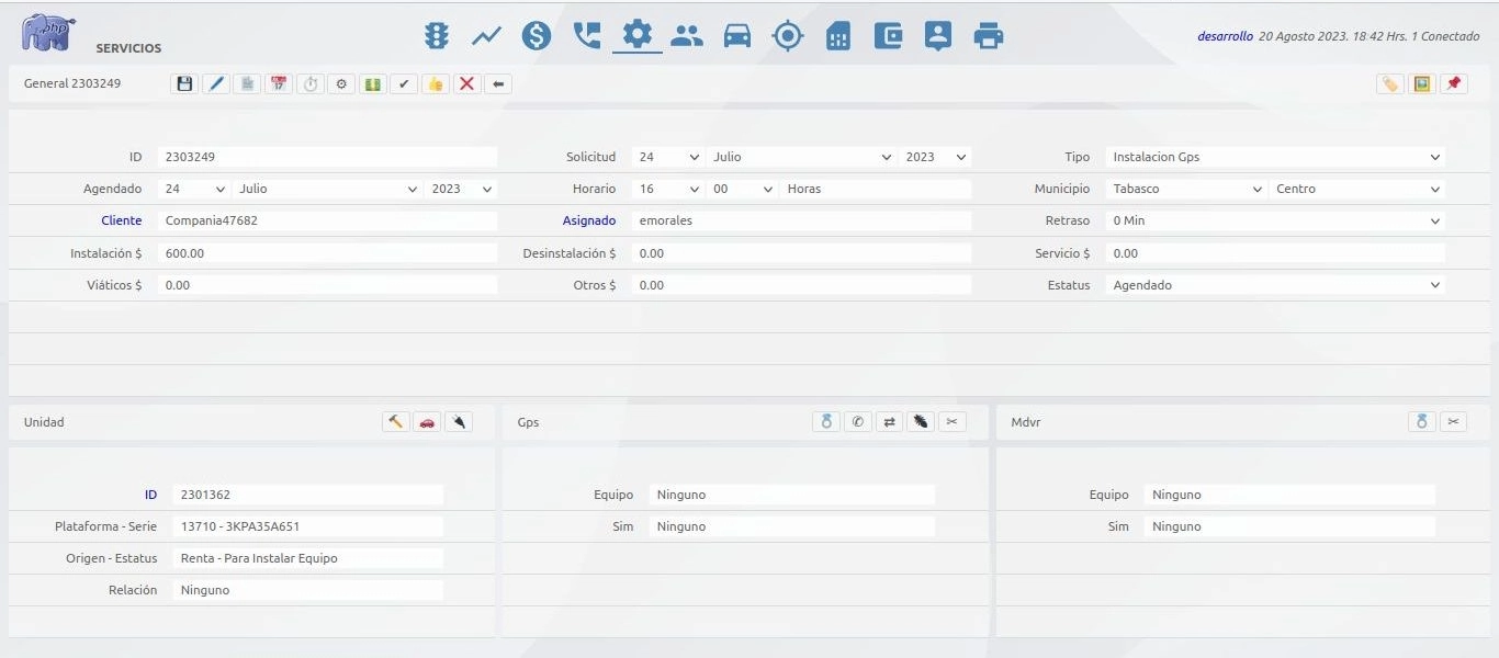 Sistema de software crm erp ticket - detalle